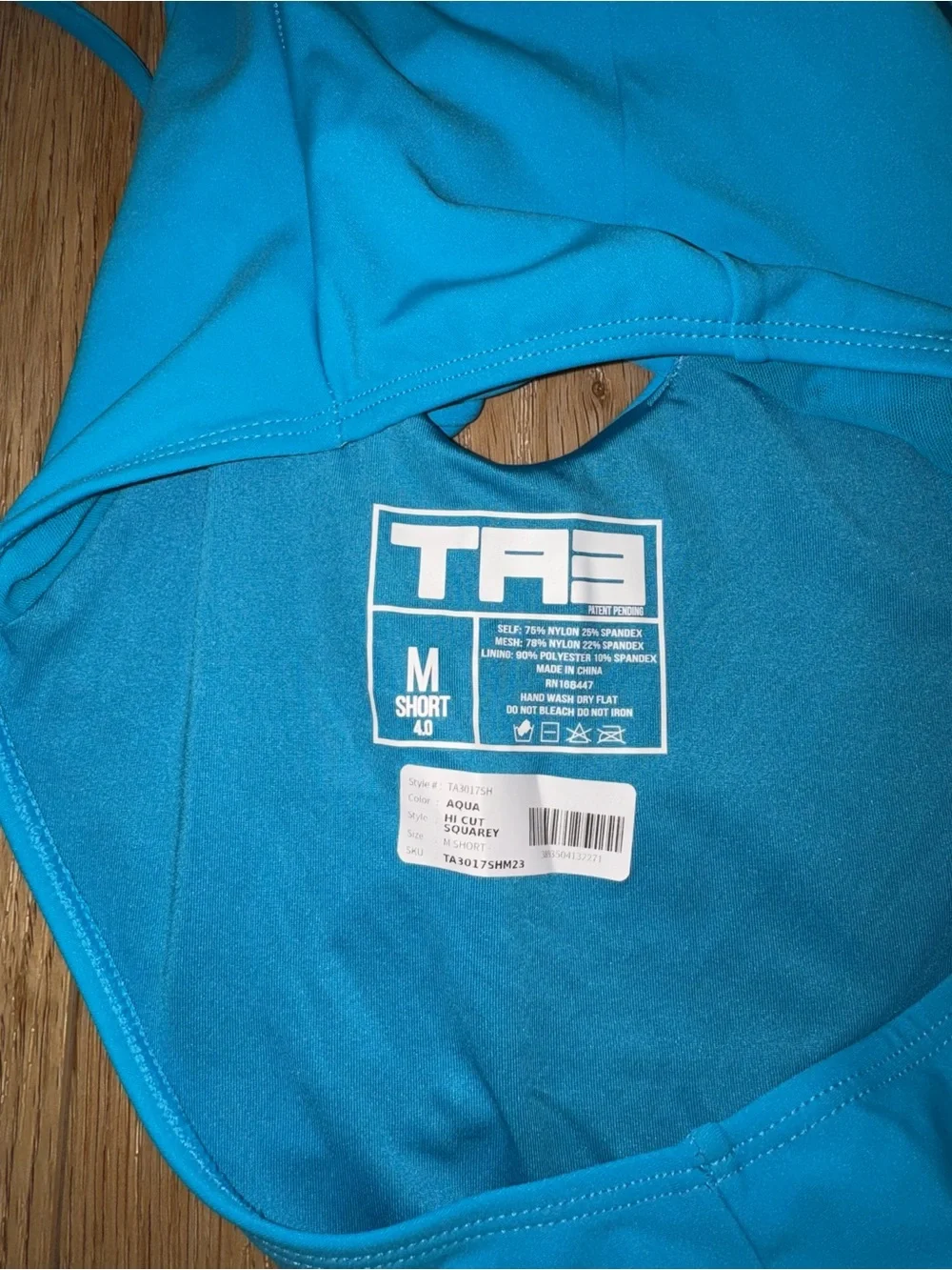 Ta3 Hi Cut Squarey in Aqua size M SHORT NWT - Picture 7 of 7